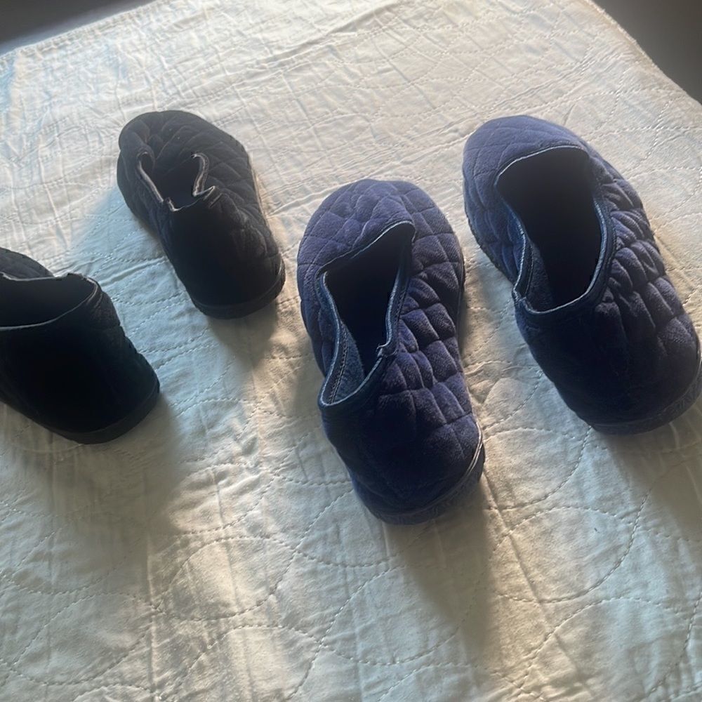 Bundle 2 Pr Quilted Slippers Blue & Black - Picture 4 of 4